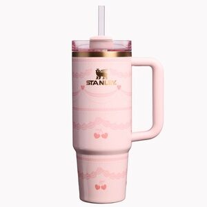 Stanley Pink Heart Design Tumbler with Straw